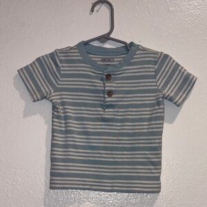 Carter's Light Blue & Cream Striped Short Sleeve Henley Tee